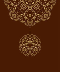Circular pattern in form of mandala with flower for Henna, Mehndi, tattoo, decoration. Decorative ornament in ethnic oriental style. Outline doodle hand draw vector illustration.