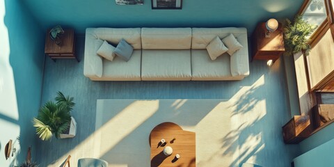 Modern Living Room Interior Design With Beige Sofa