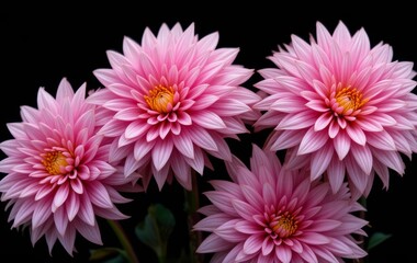 Fototapeta premium A close-up of a pink dahlia flower against a black background