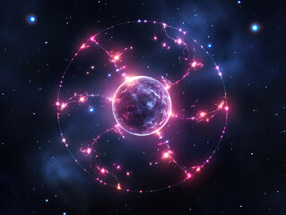 Obraz premium Cosmic Energy Orb: A Vibrant Celestial Display