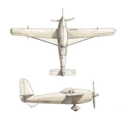 Watercolor retro airplane. Vintage hand drawn vector illustration