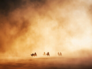 Desert Caravan at Sunset