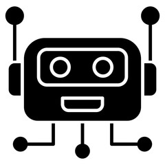 Ai Robot Process Glyph Icon