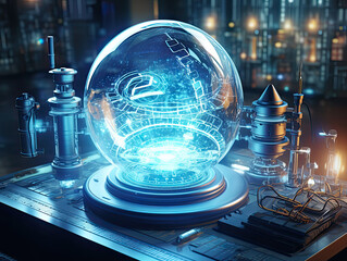 Futuristic Globe Display: A Digital World Visualization