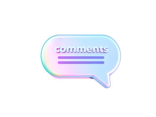 Fototapeta premium Gradient speech bubble icon with the word 'comments' in a futuristic style isolated on white background. Generative AI