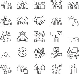 Fototapeta premium Collection of Simple Line Icons Representing Business and Communication Concepts