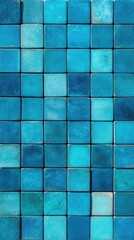 Vibrant Blue Tile Pattern With Symmetrical Grid Design Vertical Wallpaper. Bright blue square tiles arranged in a symmetrical pattern, creating a vibrant and aesthetic composition with shades of blue.