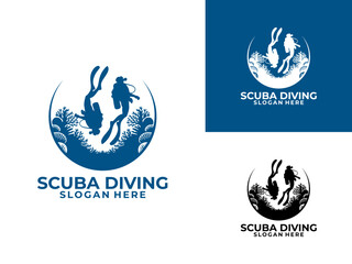 Scuba Diving Logo Design Vector Template. Snorkeling logo vector icon.