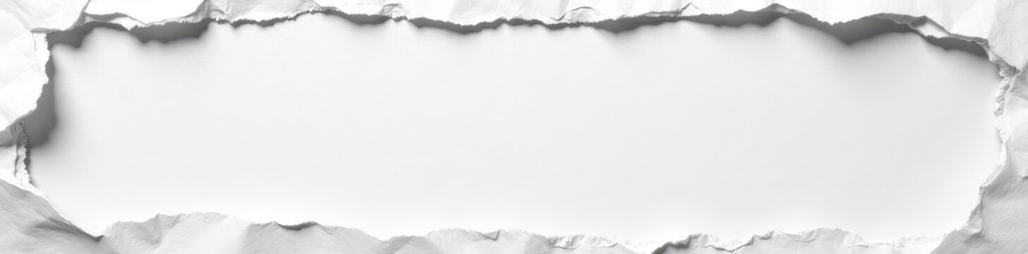 Torn white newspaper background, distressed edges, media, texture, backdrop