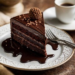 chocolate cake and coffee