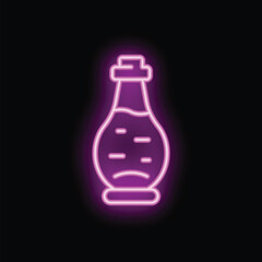 Neon pink potion bottle glowing on a dark background, perfect for fantasy, magic, and halloween themes