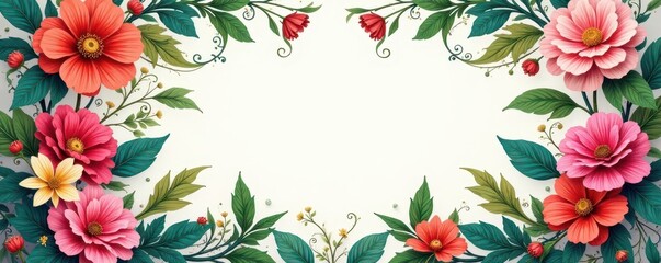 Intricate floral swirls, leafy vines & flourishes, scrapbook, hand drawn border