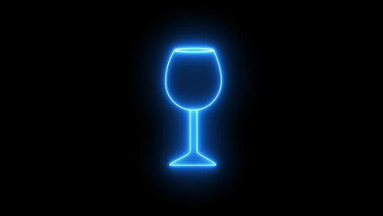 Neon wine glass. Wine Glass Icon and Symbol on black background.