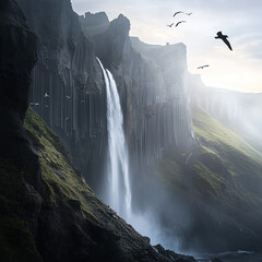 Majestic Cliffside Waterfall