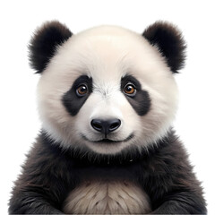 Fototapeta premium Adorable baby panda close up portrait wildlife animal fur zoo fun cute on transparent background