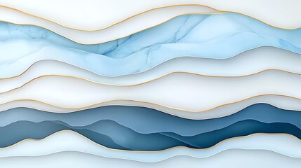 Obraz premium A captivating abstract background featuring elegant waves of blue and white, enhanced with golden accents. This design is perfect for various creative projects and presentations.