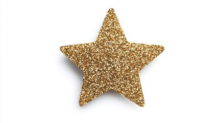Gold Glitter Star on White Background