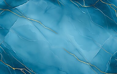 Fototapeta premium A modern abstract background featuring rich blue tones intertwined with golden veins, ideal for use in digital designs, presentations, or creative projects.