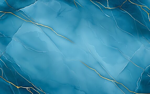 A modern abstract background featuring rich blue tones intertwined with golden veins, ideal for use in digital designs, presentations, or creative projects.