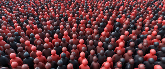 Densely Packed Red and Black Spheres in 3d Formation Representing a Molecular Structure