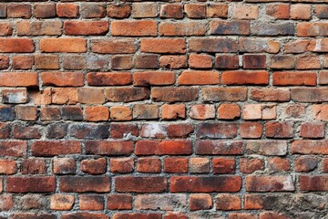 Obraz premium Weathered red brick wall texture, urban backdrop, design element