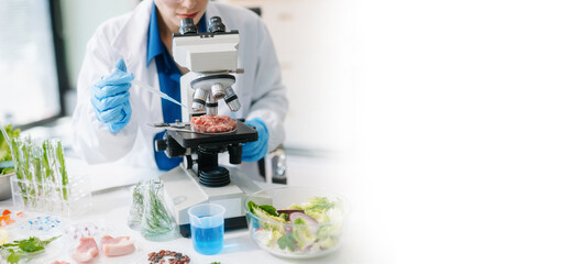 Scientist in a modern lab analyzing food samples with advanced equipment. Perfect for food science, research