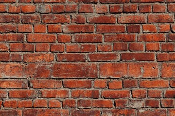 Obraz premium Rustic red brick wall texture outdoors, sunlight, background