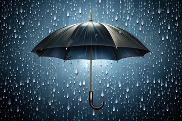 Overhead View of Rain Drops on Black Umbrella, Food Photography Background