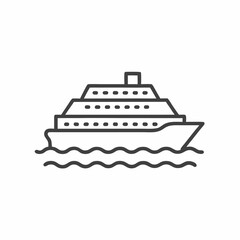 Obraz premium Cruise ship sailing on tranquil waters during sunset with a modern and minimalistic vector design