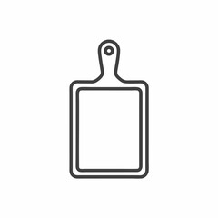 Elegant flat line vector illustration of a blank wooden cutting board in minimalist style for culinary design and kitchen decor