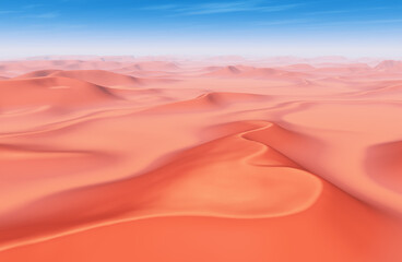 Sandwüste mit Dünen und blauem Himmel