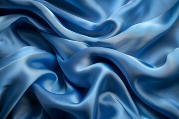 Obraz premium Image of Blue silk fabric drapery material. Texture for background usage