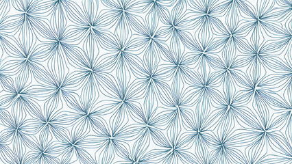 Geometric blue floral pattern on white background ideal for textile prints, modern packaging, wallpaper designs, and decorative stationery projects