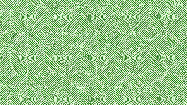 Seamless green geometric leaf pattern for eco-friendly packaging, textile prints, and nature-inspired graphic designs