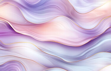 Obraz premium A vibrant abstract illustration showcasing flowing waves of pastel colors, including pink, purple, and soft blue, creating a serene and dreamy atmosphere perfect for backgrounds.
