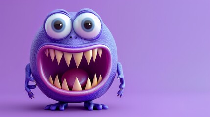Obraz premium A cartoon monster with big eyes and sharp teeth.