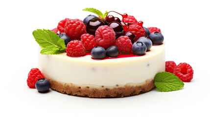 Creamy Cheesecake Topped with Fresh Raspberries and Blueberries