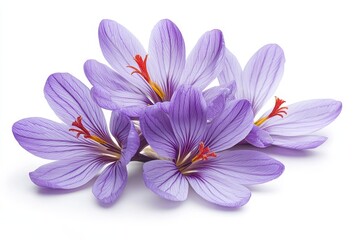 Purple Crocus Flowers Isolated White Background