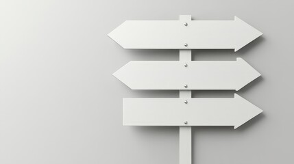 Obraz premium Three Blank Direction Signs on a Minimalistic Background for Guidance and Navigation Concepts in Design, Marketing, and Presentations