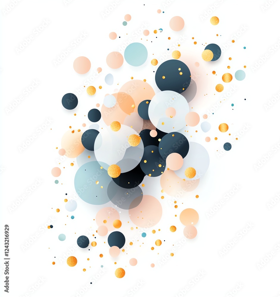 Poster an abstract design featuring colorful circles of varying sizes, creating a dynamic and modern visual