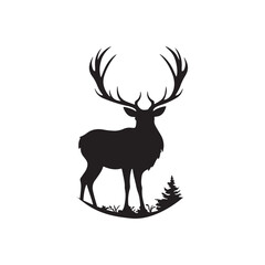 midnight stag silhouette vector clip art design