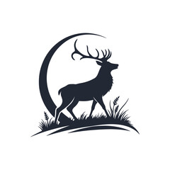 midnight stag silhouette vector clip art design