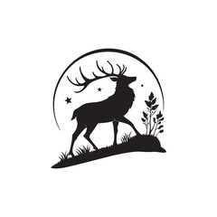 midnight stag silhouette vector clip art design
