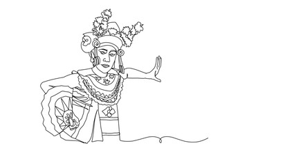 Traditional balinese dance line art illustration. Illustration of balinese woman in traditional clothing.
