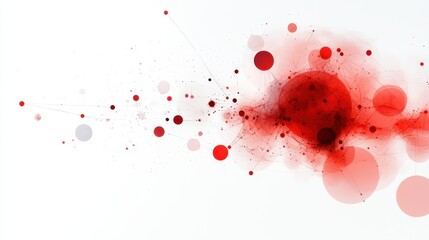 A vivid abstract design featuring red and white splashes and circles, creating a dynamic and energetic visual effect.