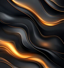 Obraz premium An elegant and modern abstract background featuring smooth black waves with golden accents