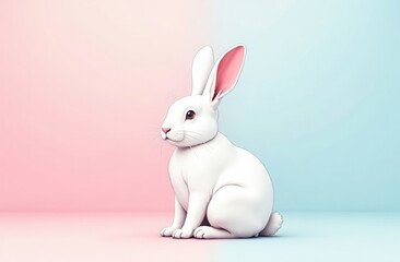 Minimalist Easter Bunny Line Art on a Soft Pastel Background