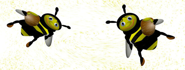 two bees in flight