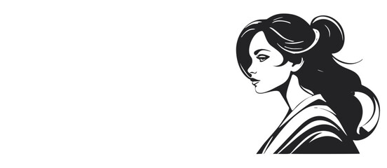Elegant Woman Silhouette with Flowing Hair – Beauty and Fashion Vector