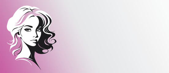 Elegant Woman Silhouette with Flowing Hair – Beauty and Fashion Vector
